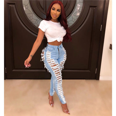 High Waist Distressed Jeans