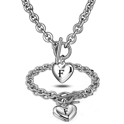 Heart Pendant Necklace and Bracelet Sets
