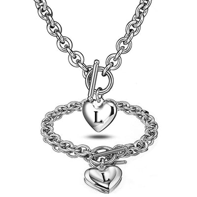 Heart Pendant Necklace and Bracelet Sets