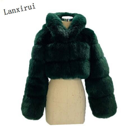 Furry Cropped Faux Fur Coat