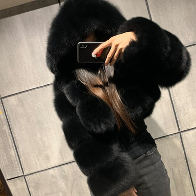Furry Cropped Faux Fur Coat