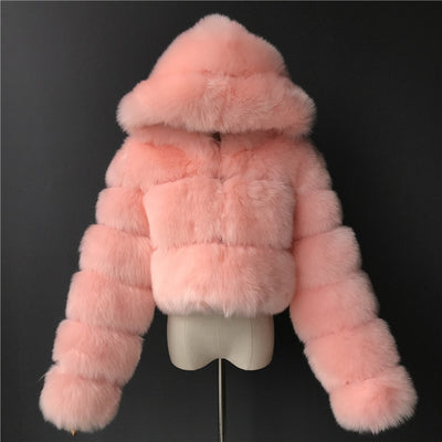 Furry Cropped Faux Fur Coat