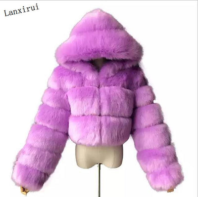 Furry Cropped Faux Fur Coat