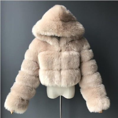 Furry Cropped Faux Fur Coat