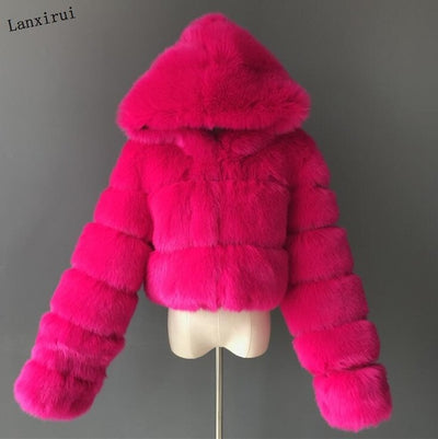 Furry Cropped Faux Fur Coat