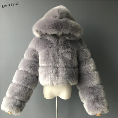 Furry Cropped Faux Fur Coat