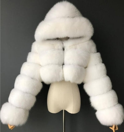 Furry Cropped Faux Fur Coat