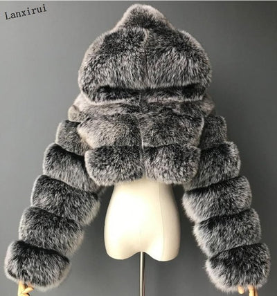 Furry Cropped Faux Fur Coat