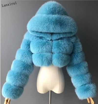 Furry Cropped Faux Fur Coat